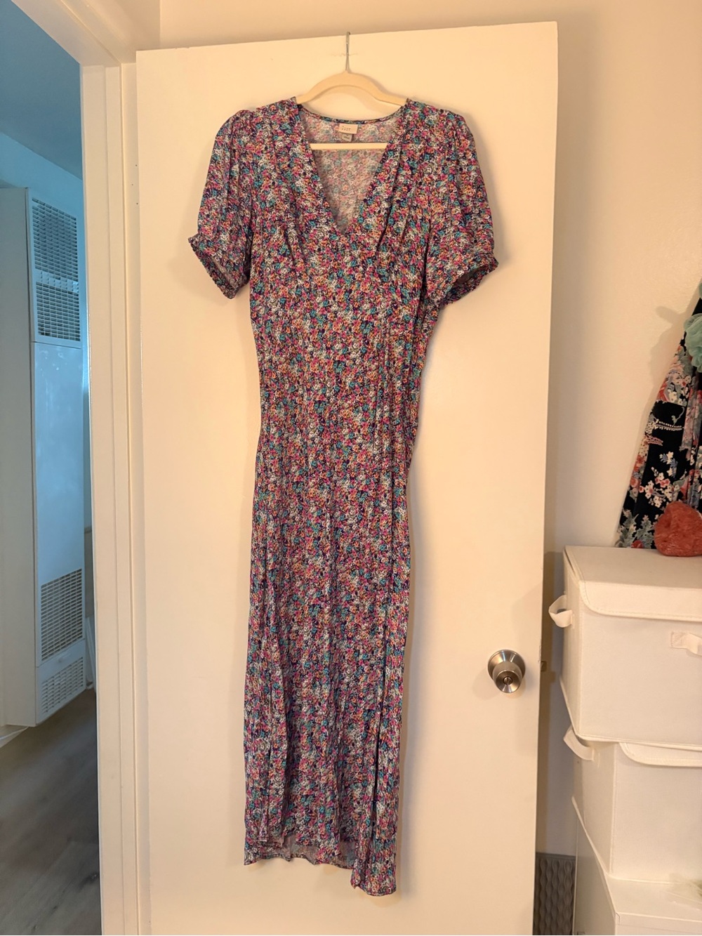 Floral V-Neck Maxi Dress in Multi-Color